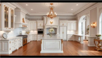 kitchen design gold white