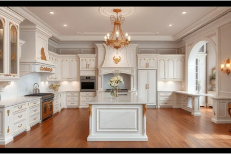 kitchen design gold white