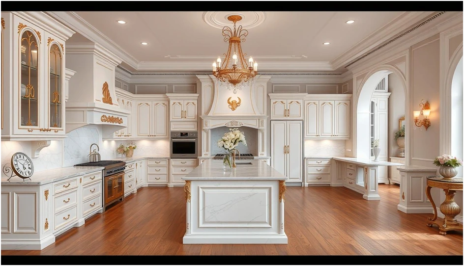 kitchen design gold white