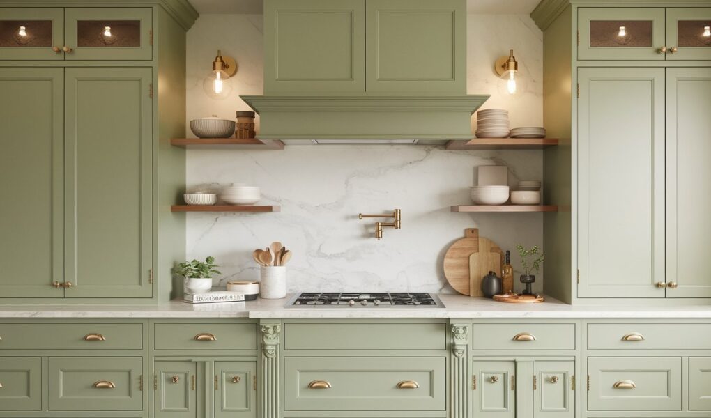 green kitchen cabinets