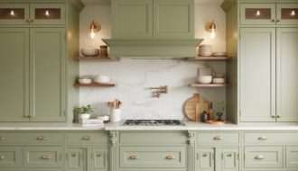 green kitchen cabinets